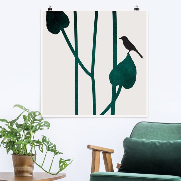 Posters Graphical Plant World - Bird On Leaf