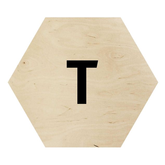 Hexagons houten schilderijen Letter White T