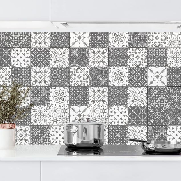 Achterwand voor keuken patroon Tile Pattern Mix Gray White