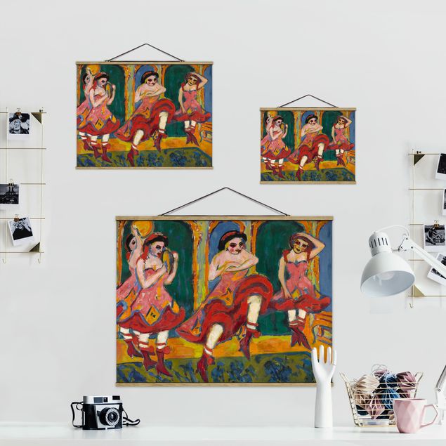 Stoffen schilderij met posterlijst Ernst Ludwig Kirchner - Czardas Dancers