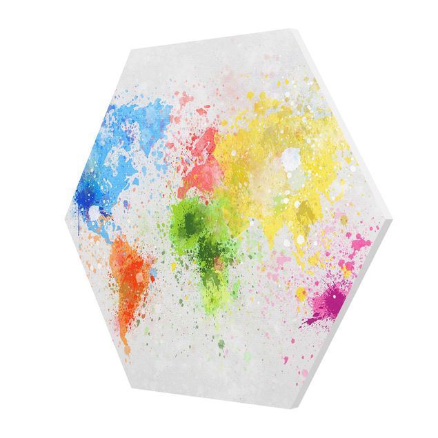 Hexagons Forex schilderijen Colourful Splodges World Map