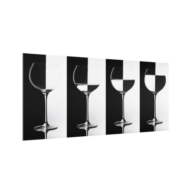 Spatscherm keuken Wine Glasses In Black & White