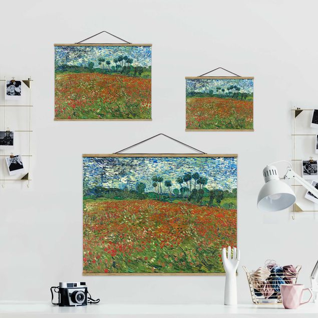 Stoffen schilderij met posterlijst Vincent Van Gogh - Poppy Field