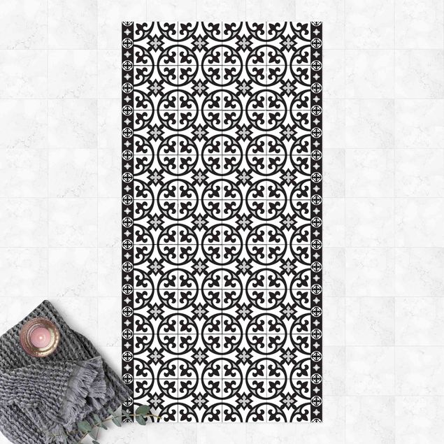 Balkonkleden Geometrical Tile Mix Circles Black