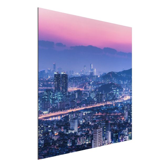 Aluminium Dibond schilderijen Skyline Of Seoul