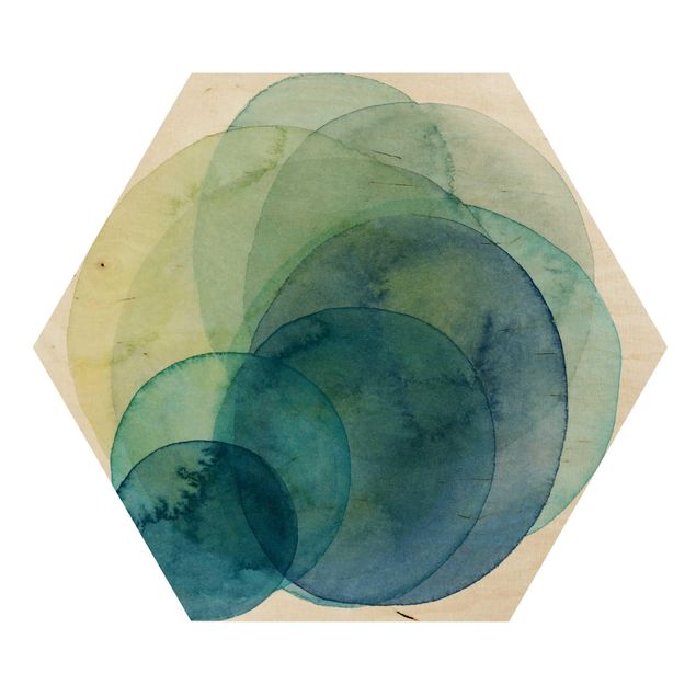 Hexagons houten schilderijen Big Bang - Green