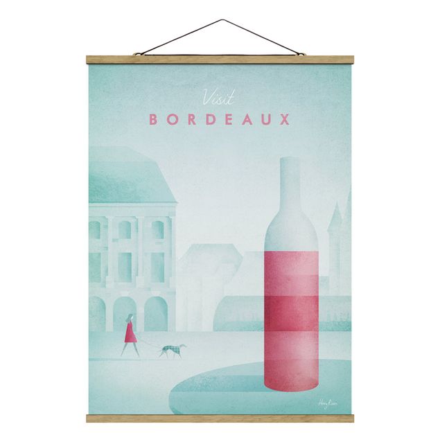 Stoffen schilderij met posterlijst Travel Poster - Bordeaux