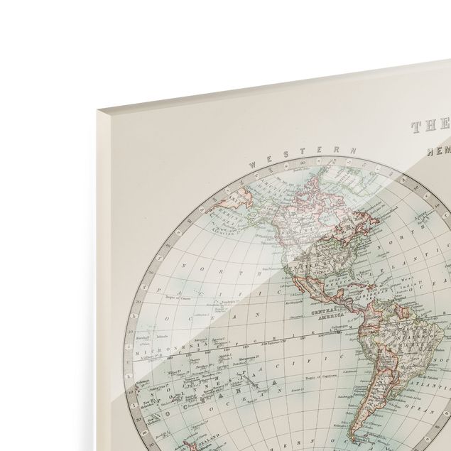 Spatscherm keuken Vintage World Map The Two Hemispheres