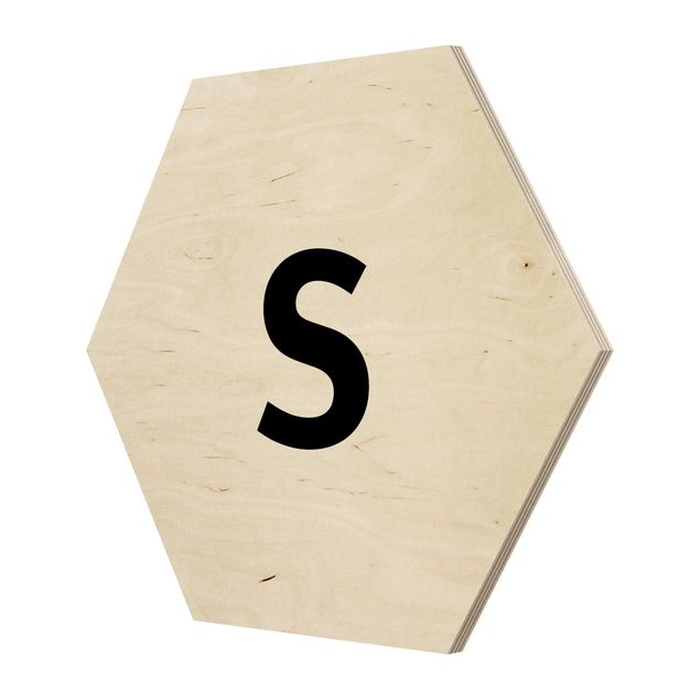 Hexagons houten schilderijen Letter White S