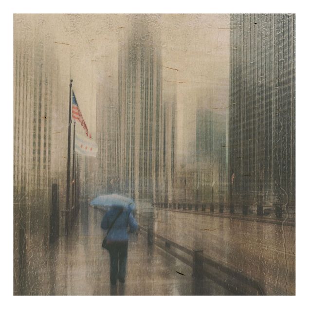 Houten schilderijen Rainy Chicago