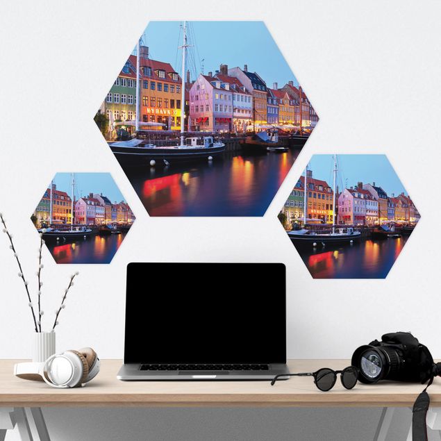 Hexagons Forex schilderijen Copenhagen Harbor In The Evening