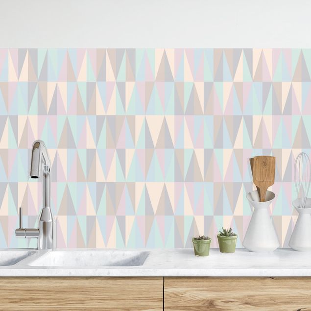 Achterwand voor keuken patroon Triangles In Pastel Colours II