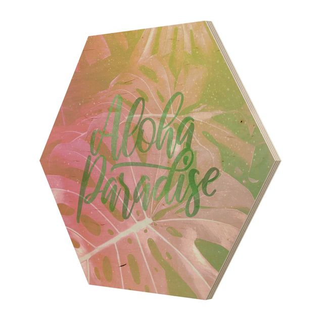 Hexagons houten schilderijen Rainbow - Aloha Paradise