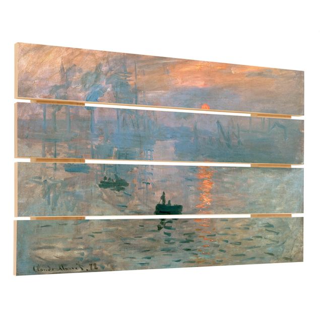 Houten schilderijen op plank Claude Monet - Impression (Sunrise)
