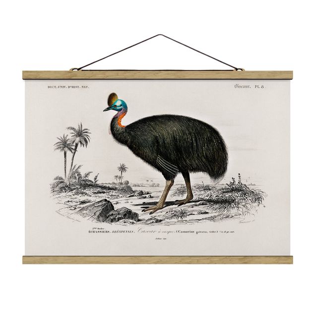 Stoffen schilderij met posterlijst Vintage Board Emu