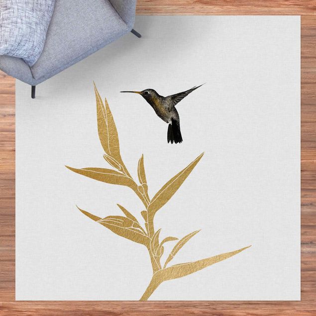 tapijt modern Hummingbird And Tropical Golden Blossom II