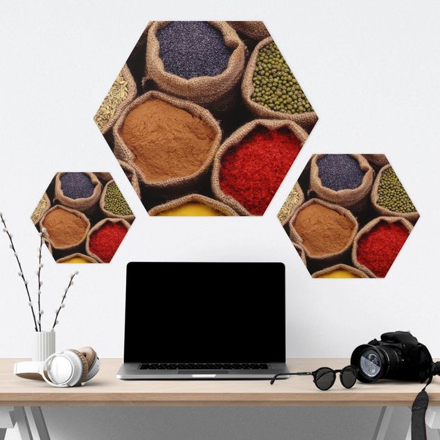Hexagons Forex schilderijen Colourful Spices