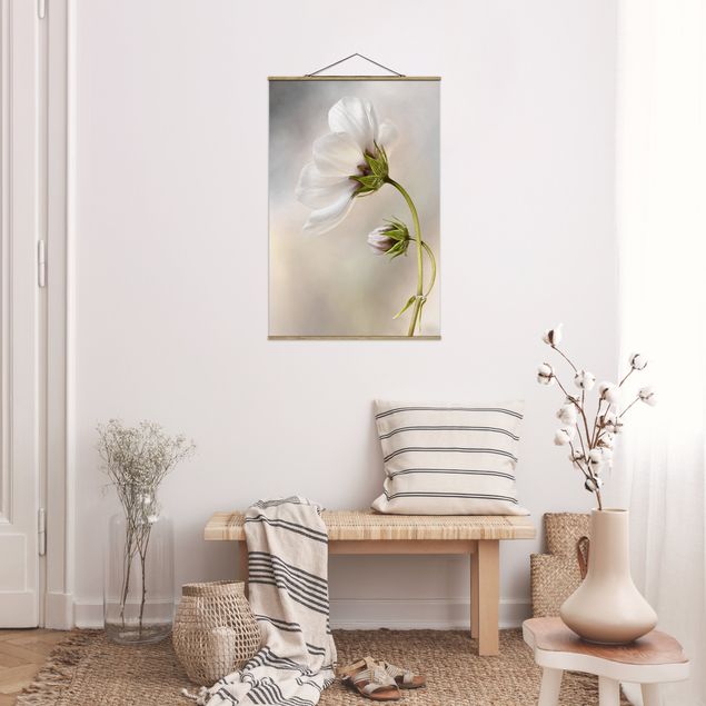 Stoffen schilderij met posterlijst Heavenly Flower Dream