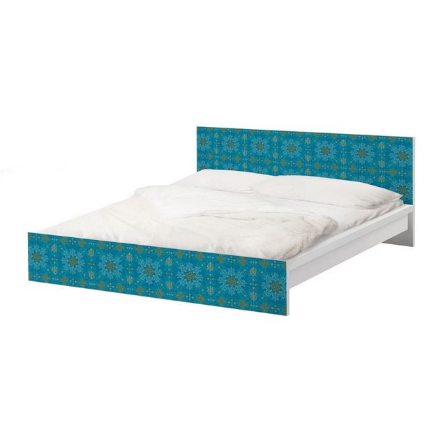 Meubelfolie IKEA Malm Bed Oriental Ornament Turquoise