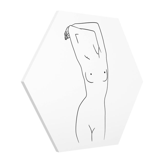Hexagons Forex schilderijen Line Art Nude Black And White