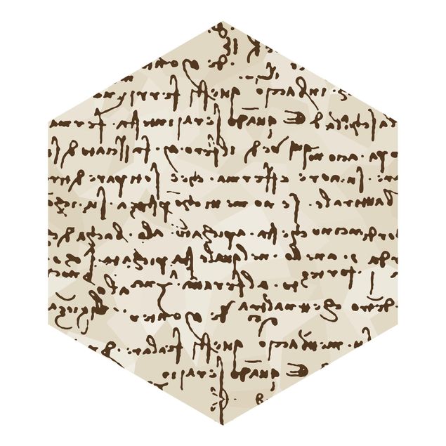 Hexagon Behang Da Vinci Manuscript