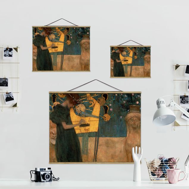 Stoffen schilderij met posterlijst Gustav Klimt - Music