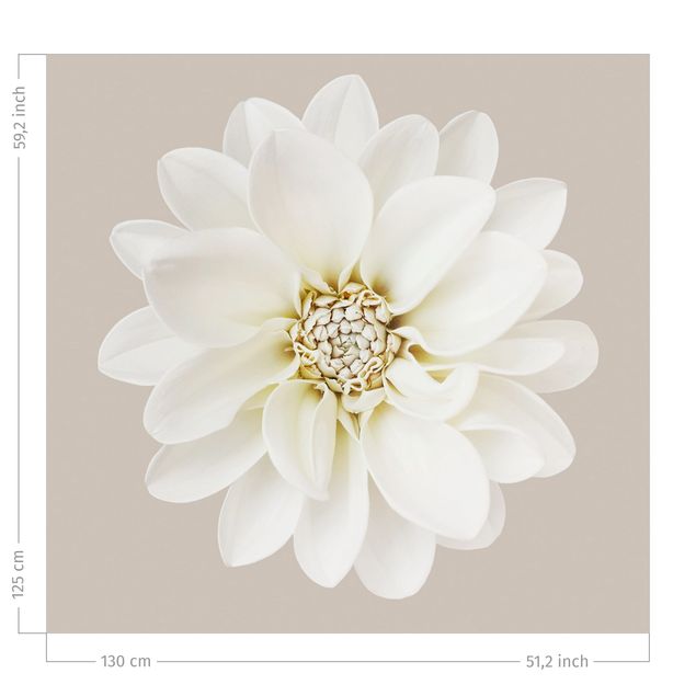 bloem gordijnen Dahlia White Taupe Pastel Centered