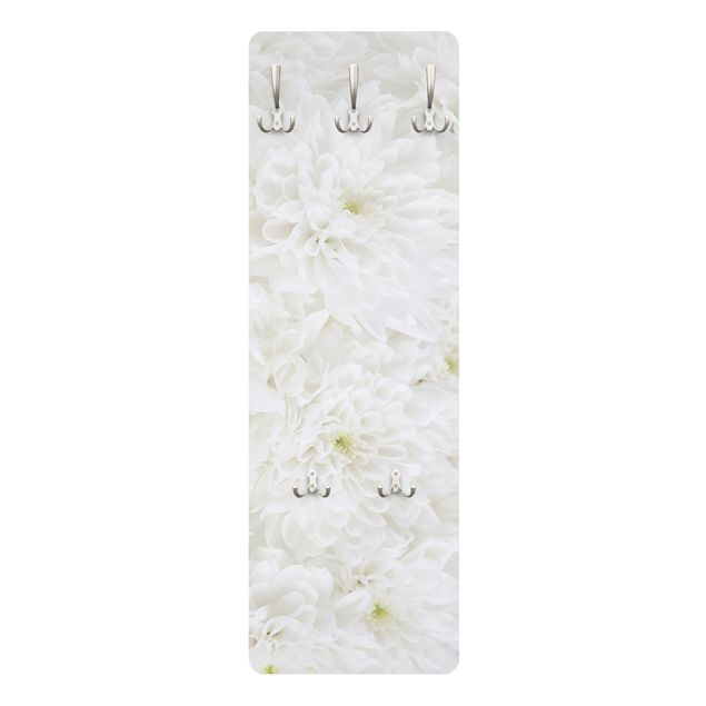 Wandkapstokken houten paneel Dahlias Sea Of Flowers White