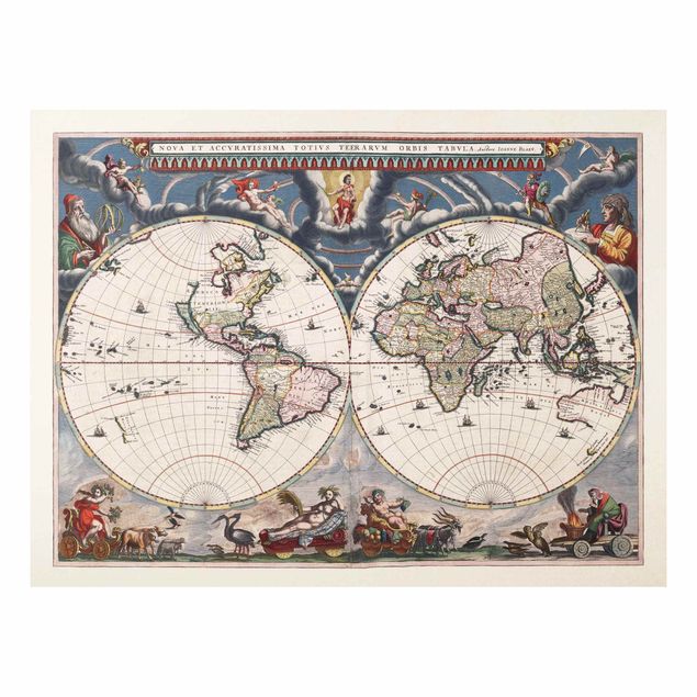 Forex schilderijen Historic World Map Nova Et Accuratissima Of 1664