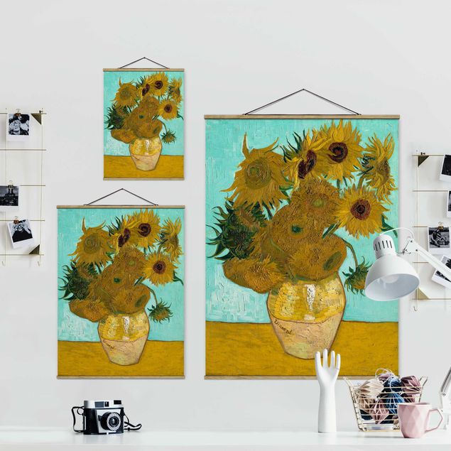 Stoffen schilderij met posterlijst Vincent van Gogh - Sunflowers