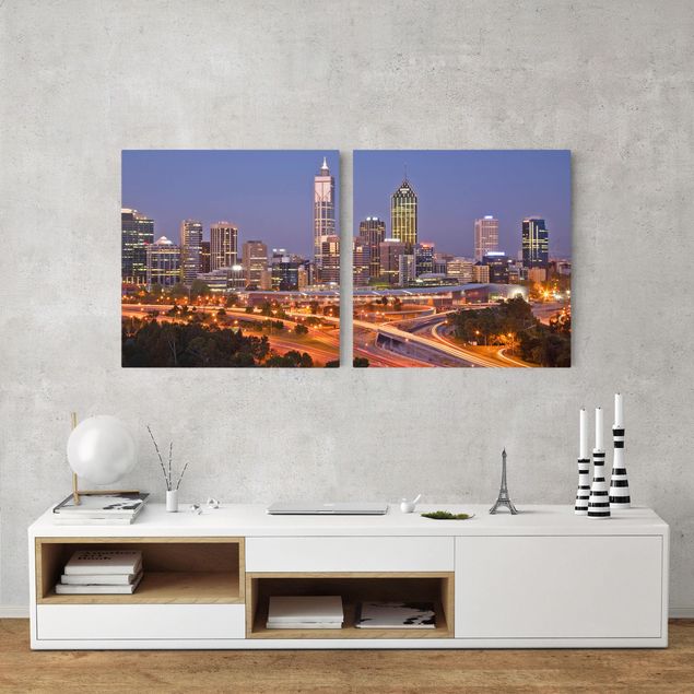 Canvas schilderijen - 2-delig  Perth Skyline