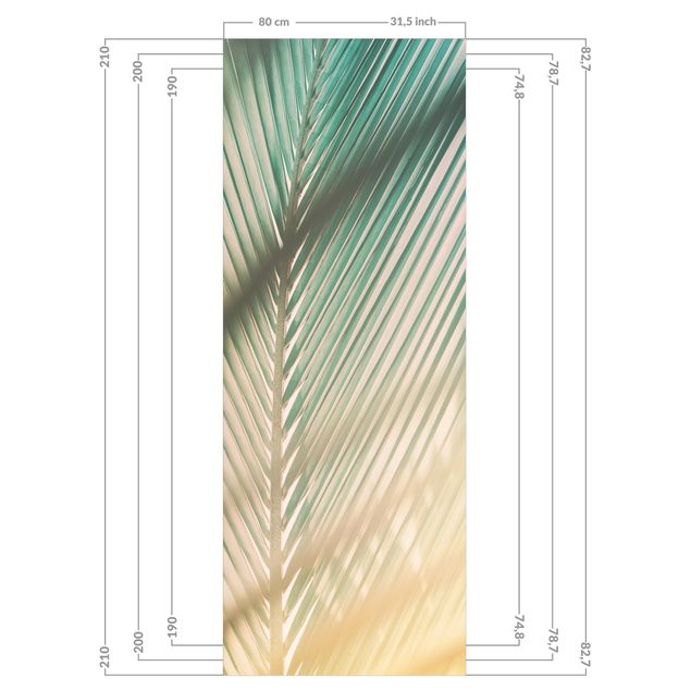 Duschrückwand - Tropische Pflanzen Palmen bei Sonnenuntergang II