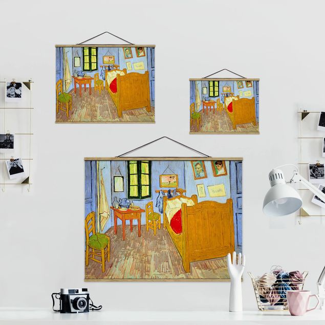 Stoffen schilderij met posterlijst Vincent Van Gogh - Bedroom In Arles