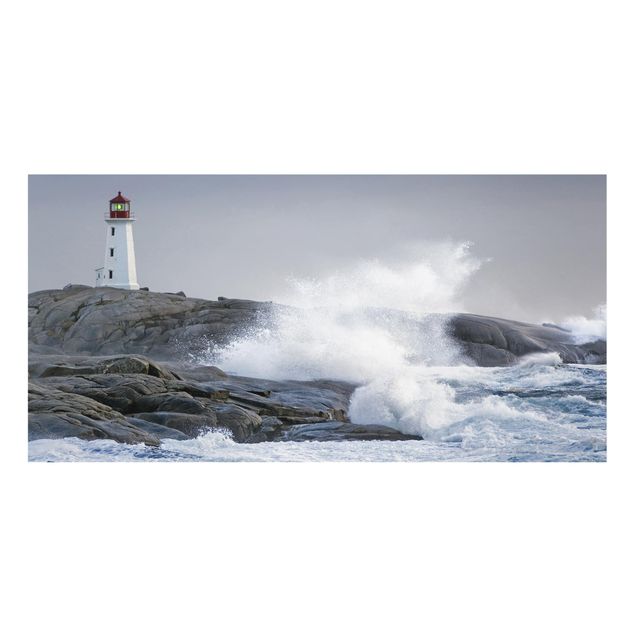 Spatscherm keuken Storm Waves At The Lighthouse