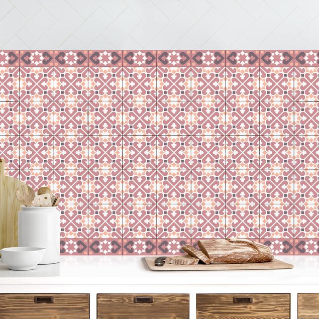 Achterwand voor keuken patroon Geometrical Tile Mix Hearts Orange