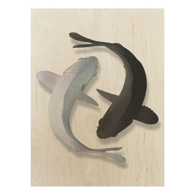 Houten schilderijen Fish Ying Yang