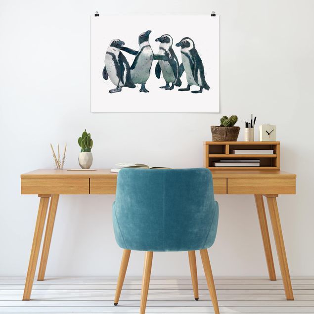 Posters Illustration Penguins Black And White Watercolour