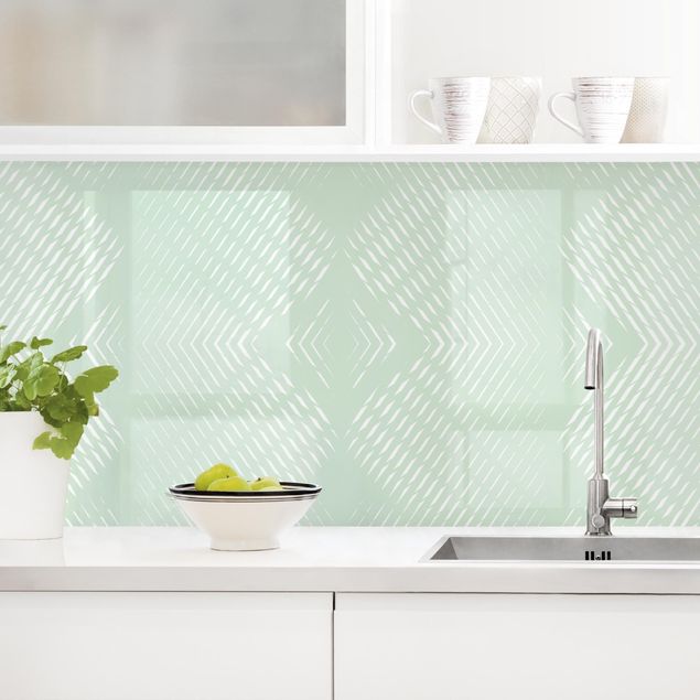 Achterwand voor keuken patroon Rhombic Pattern With Stripes In Mint Colour