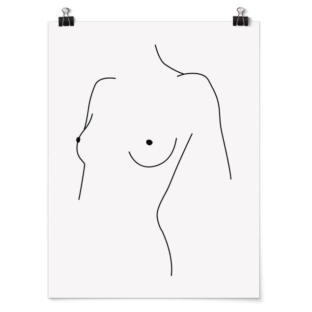 Posters Line Art Nude Bust Woman Black And White