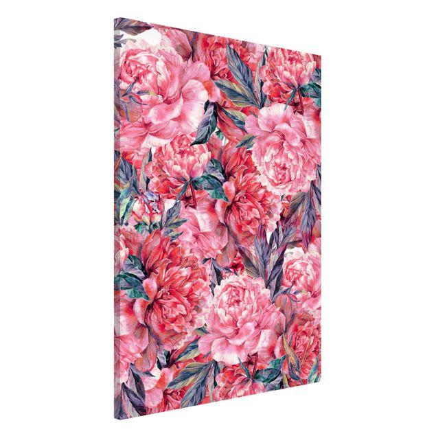 Magneetborden Delicate Watercolour Red Peony Pattern
