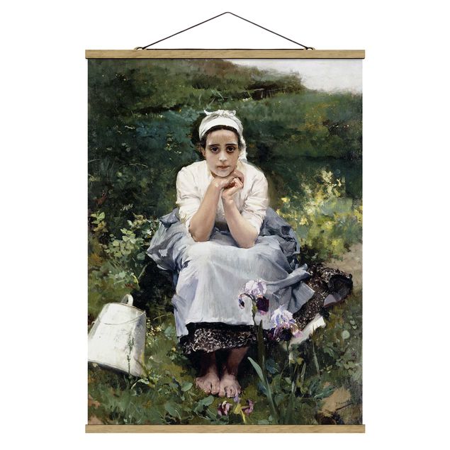 Stoffen schilderij met posterlijst Joaquin Sorolla - The Milkmaid