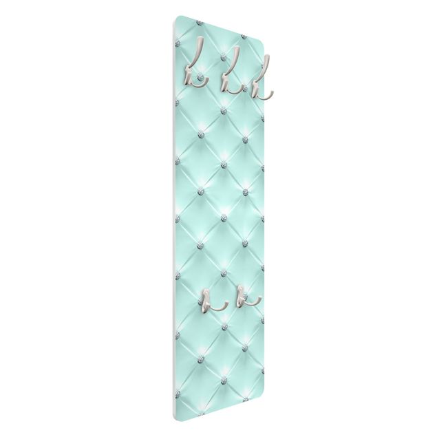 Wandkapstokken houten paneel Diamond Turquoise Luxury