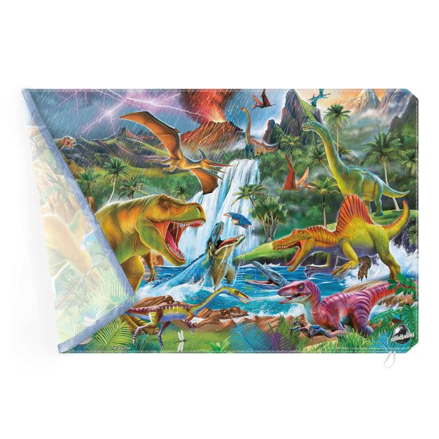 Verwisselbaar schilderij - Dinosaurs In A Prehistoric Storm