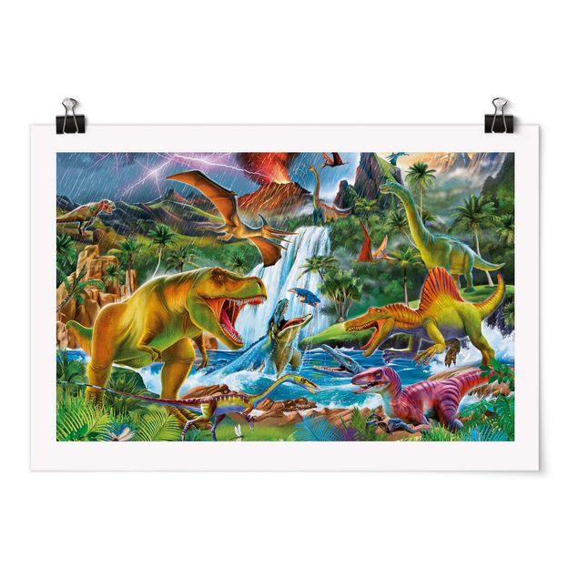 Posters Dinosaurs In A Prehistoric Storm