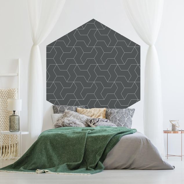 Hexagon Behang Three-Dimensional Structure Line Pattern
