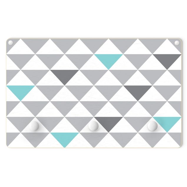Wandkapstokken voor kinderen Triangles Grey White Turquoise
