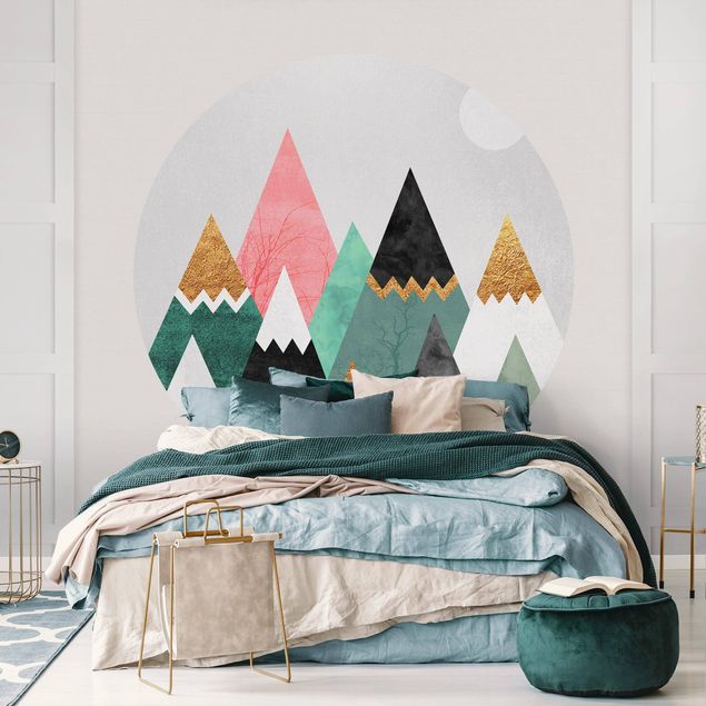 Behangcirkel Triangular Mountains With Gold Tips