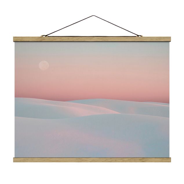 Stoffen schilderij met posterlijst Dunes In The Moonlight