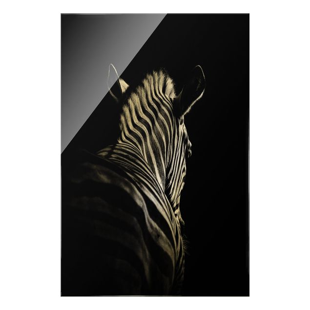 Glasschilderijen Dark Zebra Silhouette