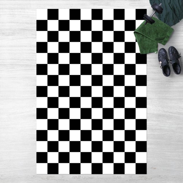 balkon tapijt Geometrical Pattern Chessboard Black And White